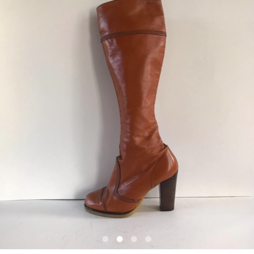 Brown Leather Knee-High Boots
